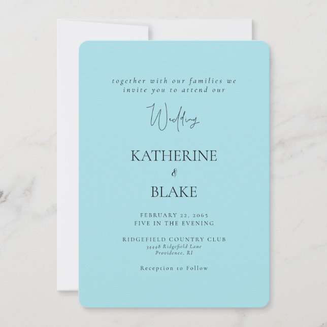 Turquoise Modern Wedding Rounded Invitation (Front)