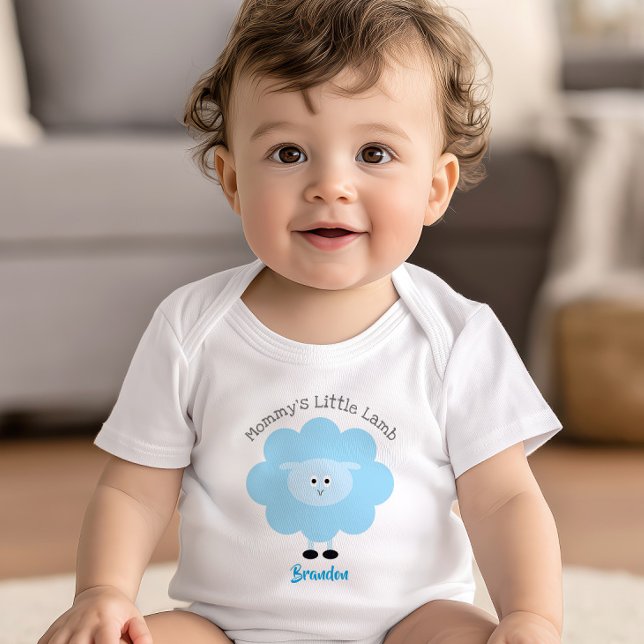 Turquoise Mommy’s Little Lamb Baby Boy Cute Simple Baby Bodysuit (Creator Uploaded)