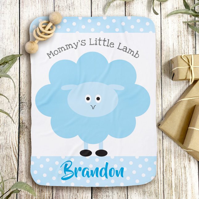 Turquoise Mommy’s Little Lamb Baby Boy Name Cute Baby Blanket (Creator Uploaded)