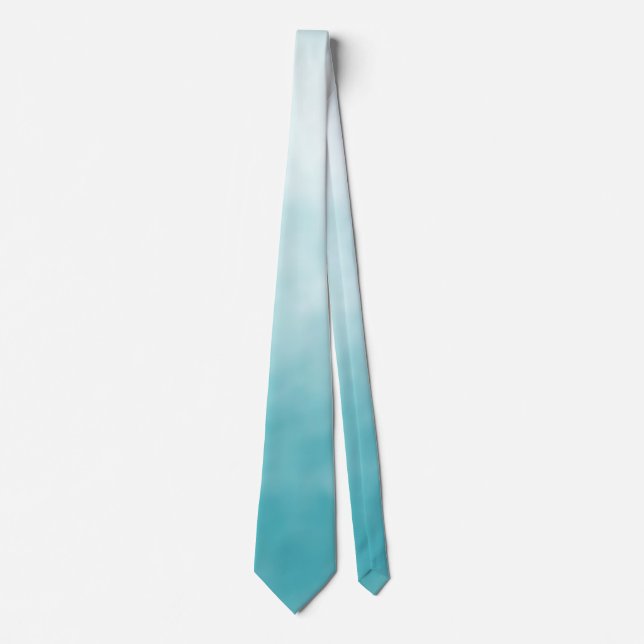 Turquoise Monochromatic Ombre Wedding Neck Tie (Front)