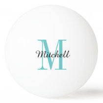 Turquoise Monogram and Name Personalized Ping-Pong Ball Turquoise Monogram and Name Personalized Ping-Pong Ball