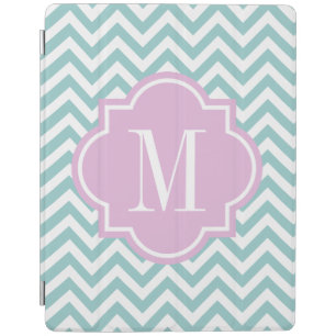 Turquoise monogram automatic on off iPad cover