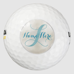 Turquoise Monogram Golf Balls Set for Her