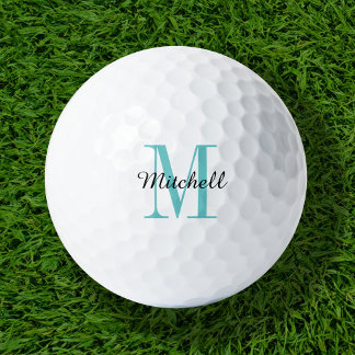 Turquoise Monogram Initial and Name Personalized Golf Balls