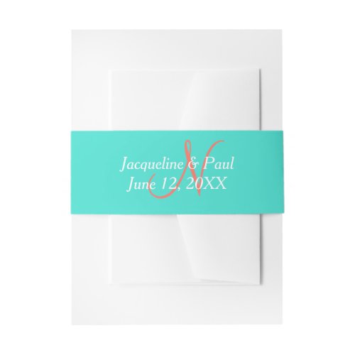 Turquoise Monogram Invitation Belly Band