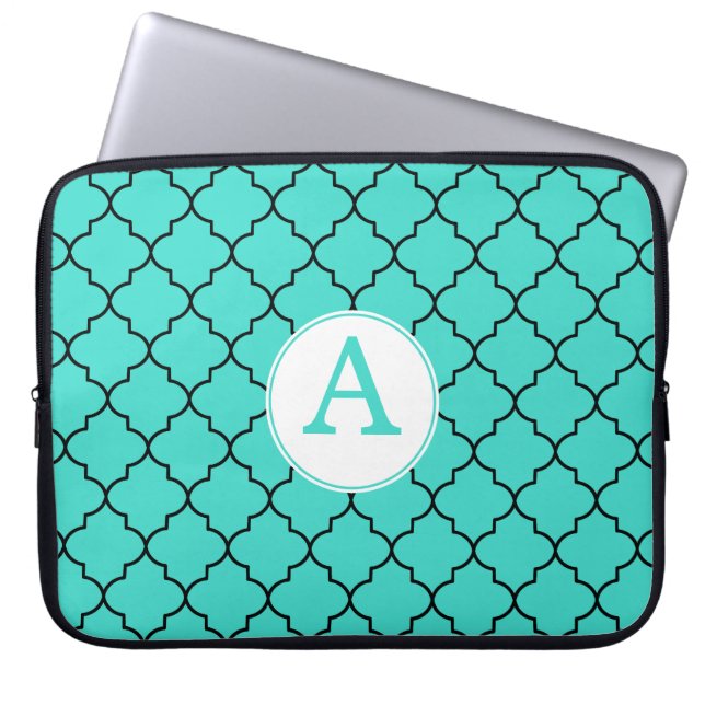 Turquoise Monogram Laptop Sleeve (Front)