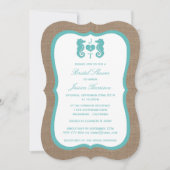 Turquoise Monogram Seahorse Beach Bridal Shower Invitation (Front)