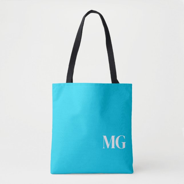 Turquoise Monogram Tote Bag (Front)