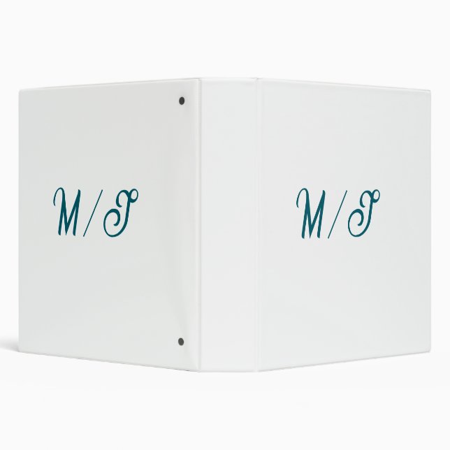 Turquoise monogram wedding couple name simple styl 3 ring binder (Background)