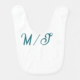 Turquoise monogram wedding couple name simple styl baby bib