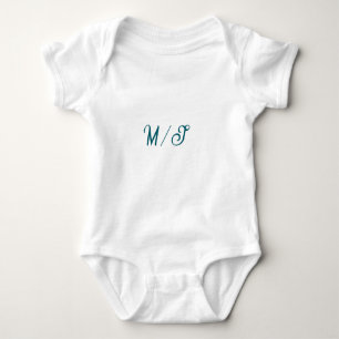 Turquoise monogram wedding couple name simple styl baby bodysuit