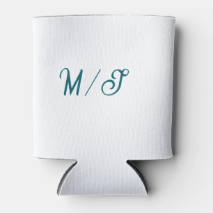 Turquoise monogram wedding couple name simple styl can cooler