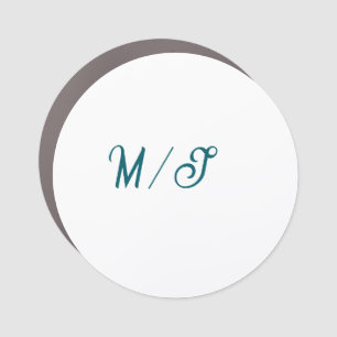 Turquoise monogram wedding couple name simple styl car magnet