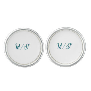 Turquoise monogram wedding couple name simple styl cufflinks