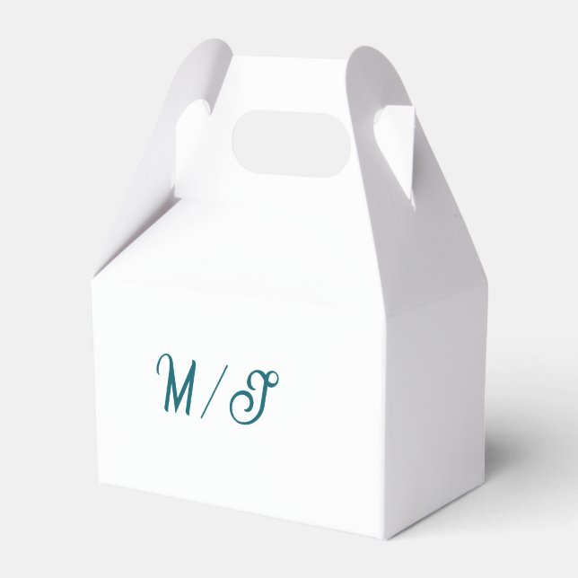 Turquoise monogram wedding couple name simple styl favor boxes (Front Side)