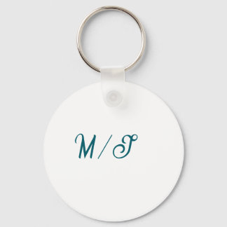 Turquoise monogram wedding couple name simple styl keychain
