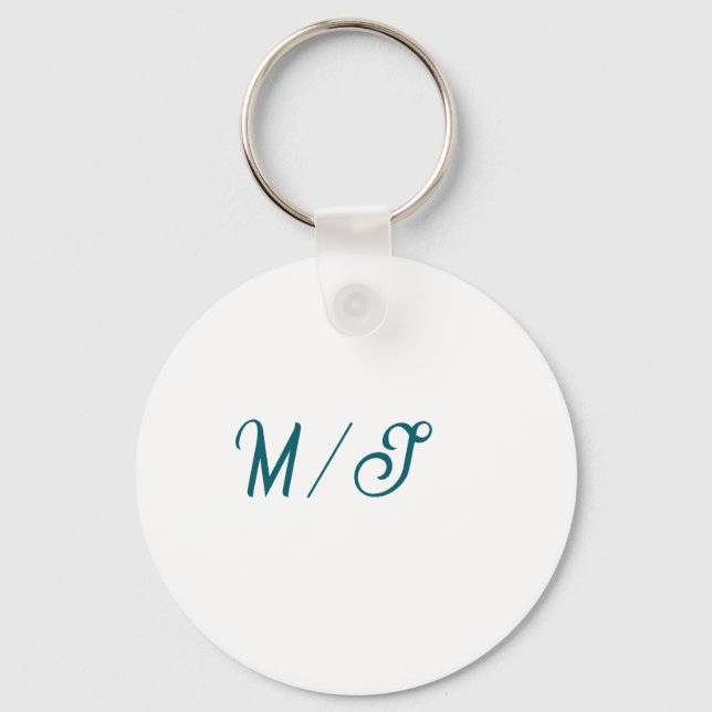 Turquoise monogram wedding couple name simple styl keychain (Front)