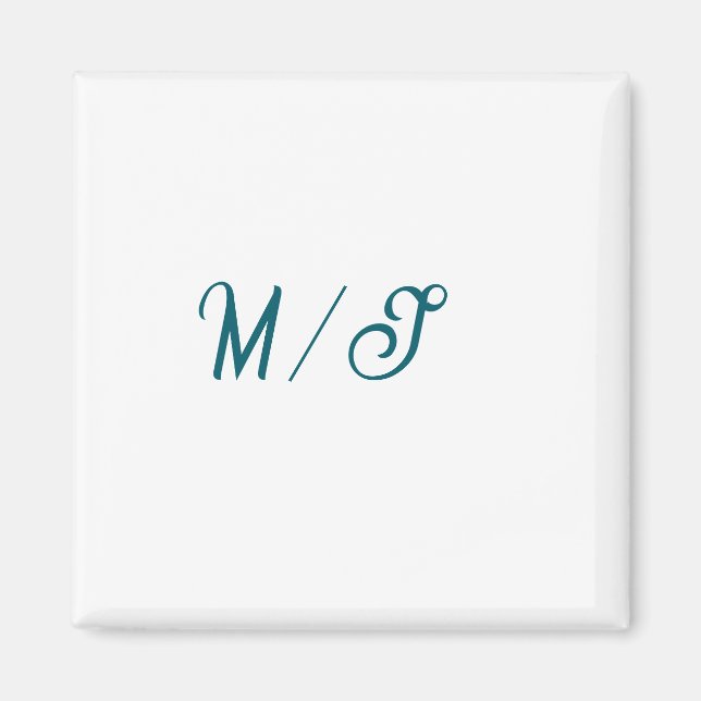 Turquoise monogram wedding couple name simple styl magnet (Front)