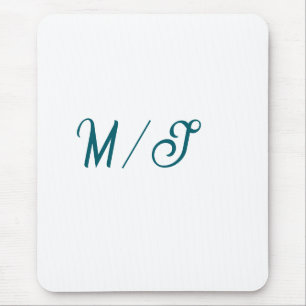 Turquoise monogram wedding couple name simple styl mouse pad