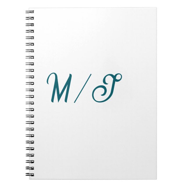 Turquoise monogram wedding couple name simple styl notebook (Front)
