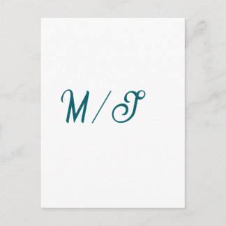 Turquoise monogram wedding couple name simple styl postcard