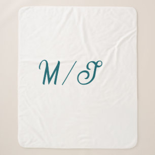 Turquoise monogram wedding couple name simple styl sherpa blanket