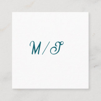 Turquoise monogram wedding couple name simple styl square business card