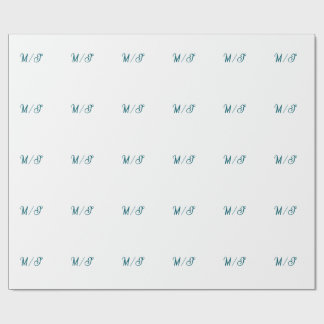 Turquoise monogram wedding couple name simple styl wrapping paper