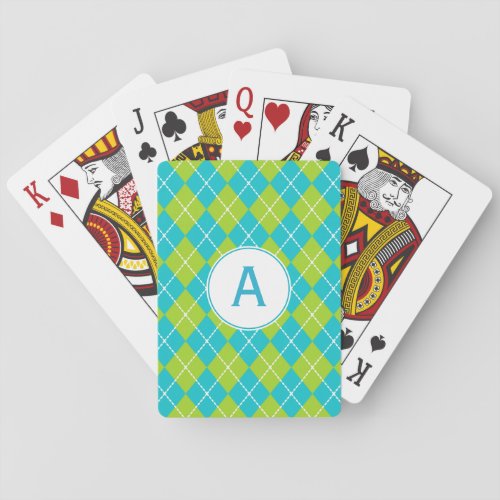 Turquoise Monogrammed Playing Cards