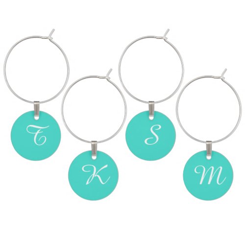 Turquoise Monogrammed Wine Charms