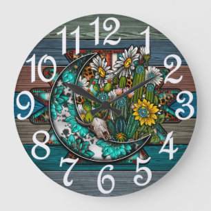 Turquoise Moon Large Clock