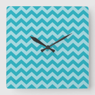 Turquoise Moroccan Moods Chevrons Square Wall Clock