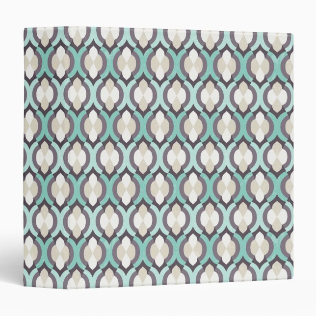 Turquoise Moroccan Pattern 3 Ring Binder (Front/Spine)
