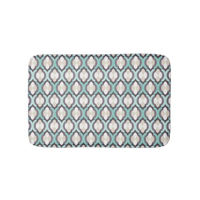Turquoise Moroccan Pattern Bathroom Mat (Front)