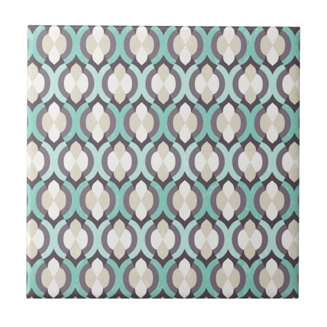 Turquoise Moroccan Pattern Ceramic Tile (Front)