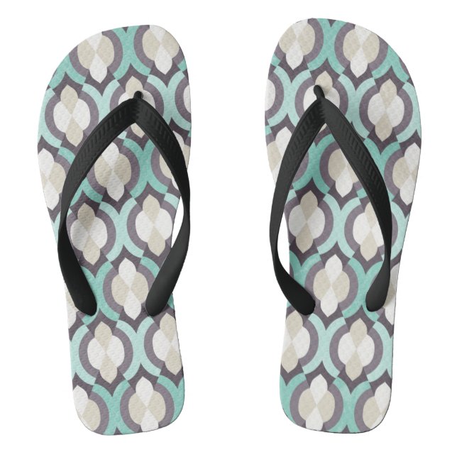 Turquoise Moroccan Pattern Flip Flops (Footbed)