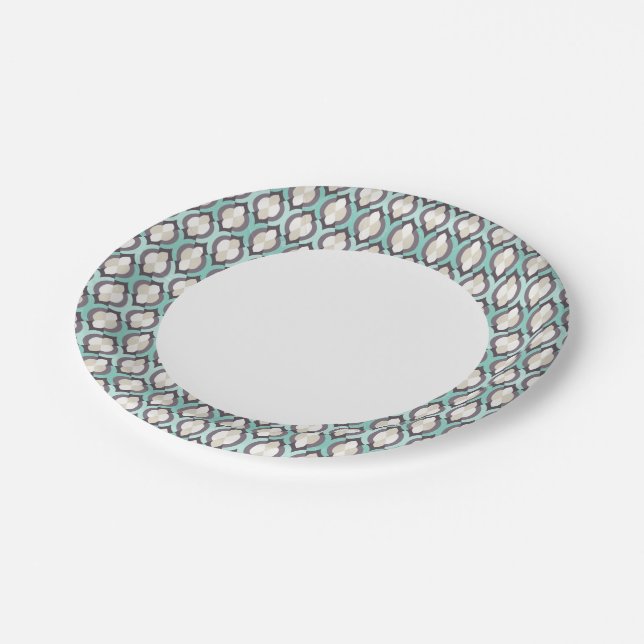 Turquoise Moroccan Pattern Paper Plates (Angled)