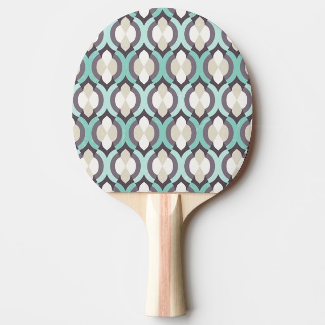 Turquoise Moroccan Pattern Ping-Pong Paddle (Front)