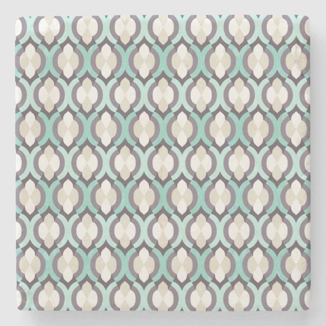 Turquoise Moroccan Pattern Stone Coaster (Front)