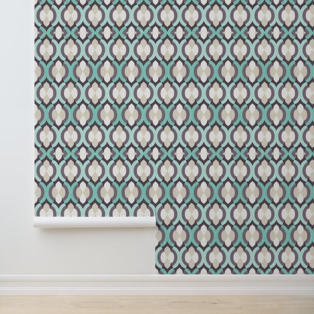Turquoise Moroccan Pattern Wallpaper (Application)