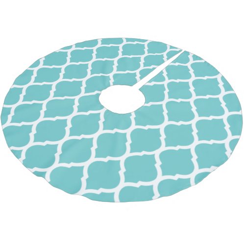 Turquoise Moroccan Quatrefoil Brushed Polyester Tree Skirt