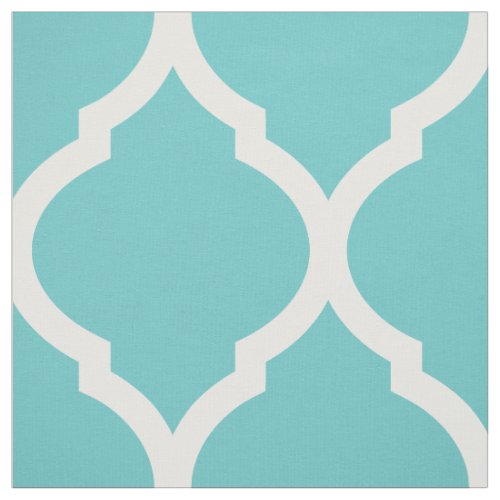 Turquoise Moroccan Quatrefoil Large Scale Fabric