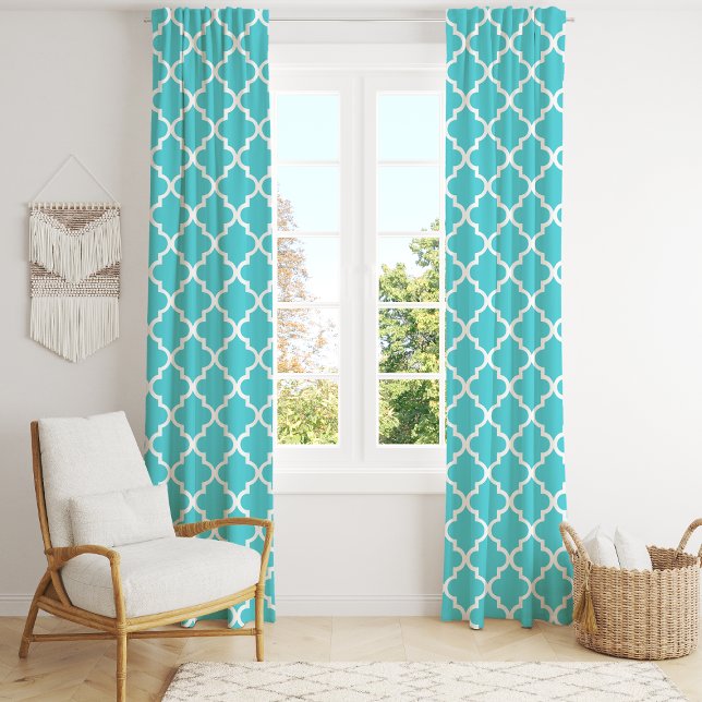 Turquoise Moroccan Quatrefoil Trellis Blackout Curtains (Creator Uploaded)