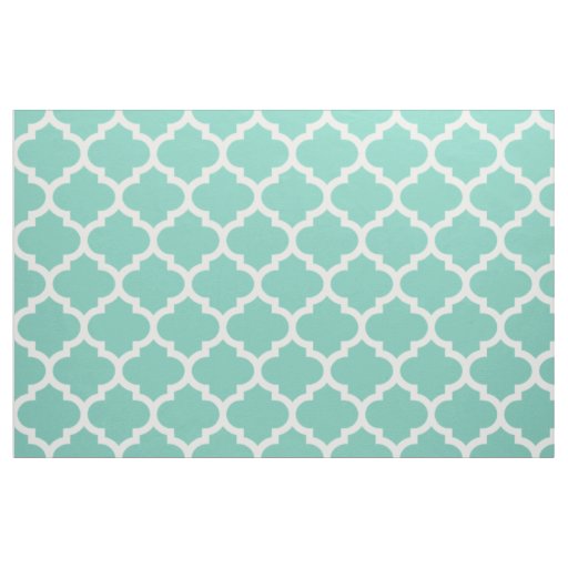Turquoise Moroccan Quatrefoil Trellis Fabric