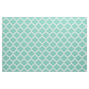 Turquoise Moroccan Quatrefoil Trellis Fabric