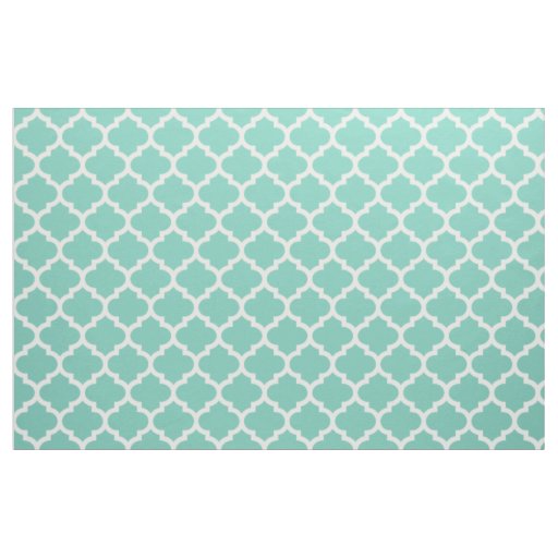 Turquoise Moroccan Quatrefoil Trellis Fabric