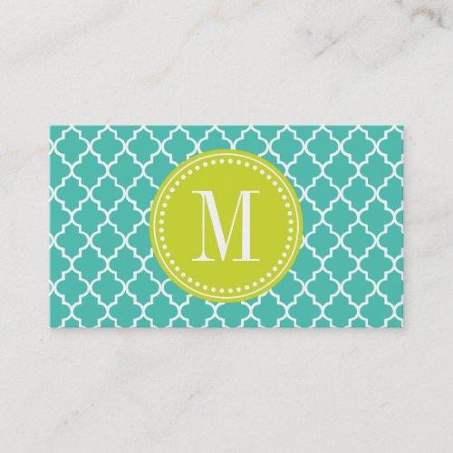Turquoise Moroccan Tiles Lattice Personalized Business Cards