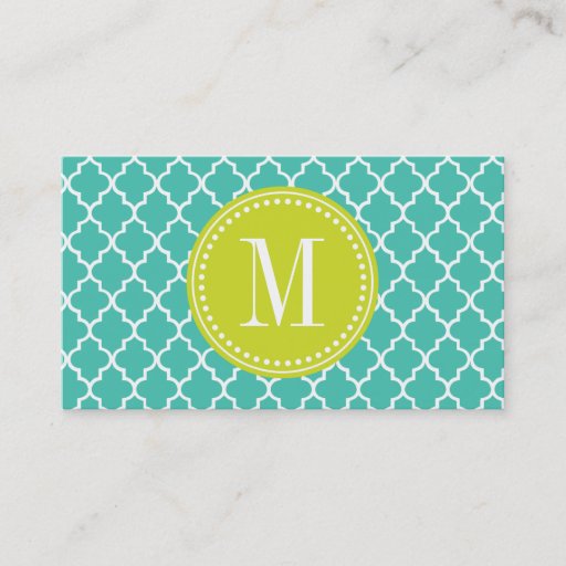 Customizable Turquoise Moroccan Tiles Lattice Personalized Business Cards
