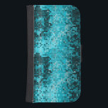Turquoise Mosaic Geometric Pattern Phone Wallet<br><div class="desc">Popular shiny metallic sequence look turquoise tones disco glitter. Retro 70's disco ball mirrors with the bling and sparkles.</div>