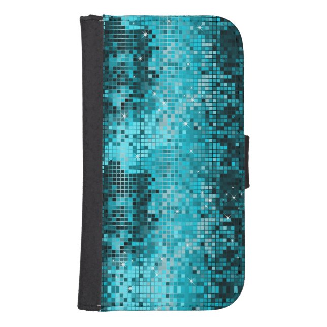 Turquoise Mosaic Geometric Pattern Samsung Galaxy Wallet Case (Front)